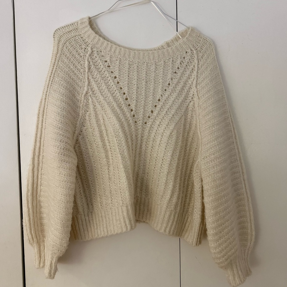 Free People Cream Chunky Knit Sweater